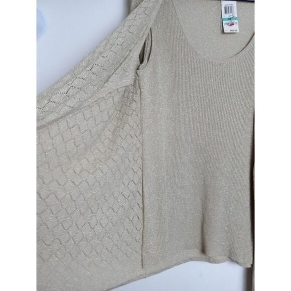 NWT Charter Club Women Brown/Gold Metallic Cami/Cardigan Sweater Combo size 0X - Picture 5 of 8